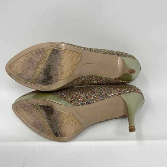Nine West Women Size 6.5 M Priscilla Glitter Gold Platform Heels Party Night Out - Picture 5 of 5